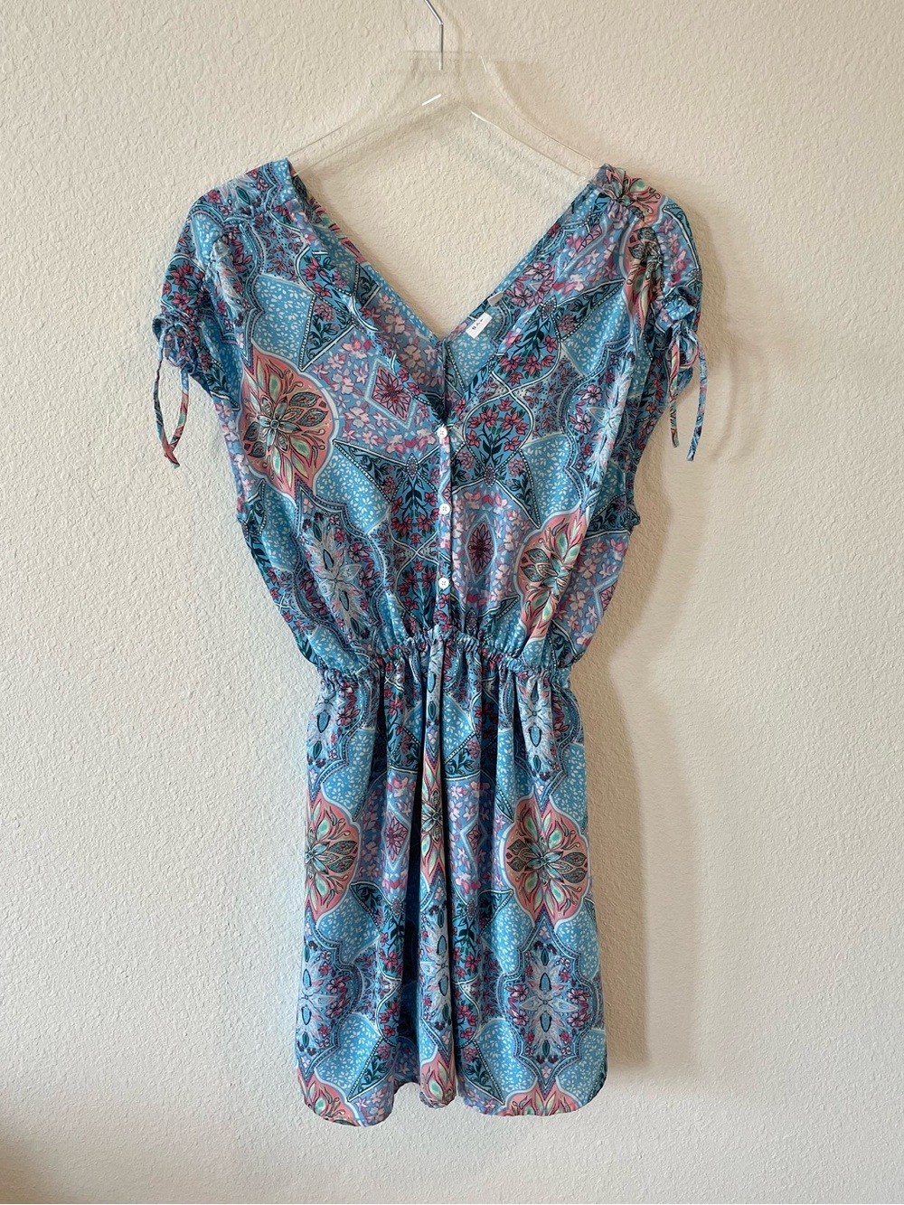 GAP Blue Paisley V-Neck Mini Dress